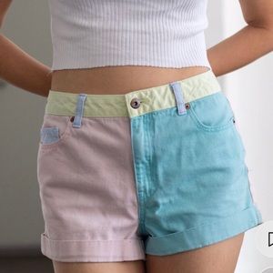 *SOLD* Forever 21 Pastel Colorblock Denim Shorts
